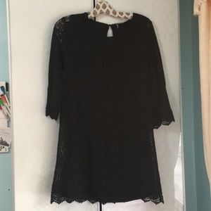 H&M Black Scalloped Lace Shift Dress